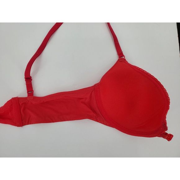 Victoria’s Secret Demi Underwire Front Closure Lace Bow Back Size 34B Red Cute - Picture 6 of 7
